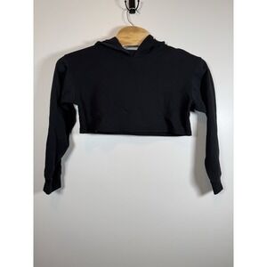 Lululemon All Yours Cropped Hoodie Black Stretch Terry Fabric 8 Yoga Workout‎